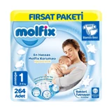 Molfix Yenidoğan 1 Numara Göbek Oyuntulu Bantlı Bebek Bezi 3x88 Adet