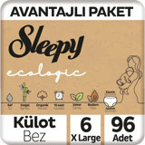 Sleepy Ecologic 6 Numara Organik Külot Bebek Bezi 96 Adet