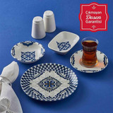 Neva Pars N3204 26 Parça 6 Kişilik Porselen Kahvaltı Takımı Beyaz-Lacivert