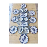 Venüs Home Decoratıon Yasemin Desenli 16 Parça 8 Kişilik Seramik Kahvaltı Takımı Mavi