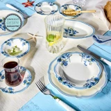 Karaca Nostalji Yuvarlak Desenli 26 Parça 6 Kişilik Stoneware Seramik
Kahvaltı Takımı Beyaz-Mavi