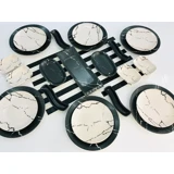 Keramika Mermer Kare-Oval-Yuvarlak Desenli 23 Parça 6 Kişilik Kahvaltı Takımı Beyaz-Yeşil