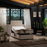 Unimet Leila 90x200 cm Başlıklı Yataklı Sandıklı Tek Kişilik Baza Seti Bej