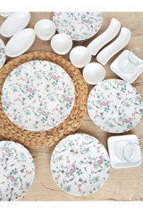 Keramika Flowers Yuvarlak Desenli 29 Parça 6 Kişilik Seramik Kahvaltı Takımı Çok Renkli