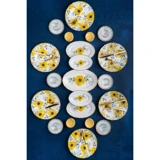 Acar Daisy Xtl-012351 Yuvarlak Desenli 27 Parça 6 Kişilik Porselen Kahvaltı Takımı Sarı
