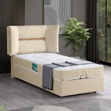 Setay Lizbon 90x190 cm Başlıklı Yataklı Sandıklı Tek Kişilik Baza Seti Krem
