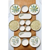 Kitchen Life Stackable Güz Desenli 14 Parça 6 Kişilik Seramik Kahvaltı Takımı Beyaz