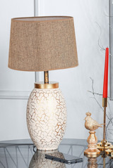 Hmydesign Rayon Krem Gold Srmk-53 Tekli Kumaş Tek Ayak Abajur Kahverengi