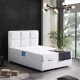 Setay Orthosoft 190 x 140 cm Ayrılabilen Başlıklı Çift Kişilik Sandıklı Baza Seti Beyaz