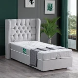 Setay Riga 90x190 cm Başlıklı Sandıklı Tek Kişilik Baza Seti Açık Gri