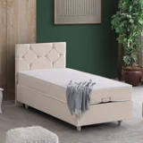 Setay Glamis 90x190 cm Başlıklı Yataklı Sandıklı Tek Kişilik Baza Seti Krem
