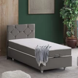 Setay Glamis 90x190 cm Başlıklı Yataklı Sandıklı Tek Kişilik Baza Seti Gri