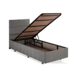 Niron Yatak Silver 90x190 cm Başlıklı Sandıklı Tek Kişilik Baza Seti Gri