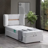 Setay Lizbon 90x190 cm Başlıklı Sandıklı Tek Kişilik Baza Seti Açık Gri