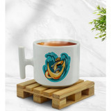 Bk Gift Çapa Tasarımlı T Kulplu Beyaz Middle Kupa Bardak-1 - Renkli