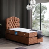 Setay Zümrüt 90x190 cm Başlıklı Sandıklı Tek Kişilik Baza Seti Açık Kahve