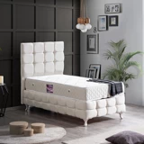Setay Duke Lüx 90x190 cm Başlıklı Sandıklı Tek Kişilik Baza Seti Krem