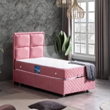 Setay Grand 90x200 cm Başlıklı Yataklı Sandıklı Tek Kişilik Baza Seti Pembe