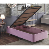 Niron Yatak Pink 100x200 cm Başlıksız Sandıklı Tek Kişilik Baza Seti Pembe