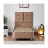 Niron Yatak Rama 80x180 cm Başlıklı Sandıklı Tek Kişilik Baza Seti Kahverengi