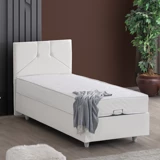 Setay Wick 100x200 cm Başlıklı Sandıklı Tek Kişilik Baza Seti Beyaz