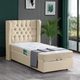 Setay Riga 90x190 cm Başlıklı Yataklı Sandıklı Tek Kişilik Baza Seti Krem
