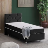Setay Glamis 90x200 cm Başlıklı Yataklı Sandıklı Tek Kişilik Baza Seti Antrasit