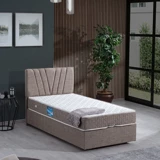 Setay Fersa 90x190 cm Başlıklı Sandıklı Tek Kişilik Baza Seti Açık Kahverengi