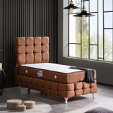 Setay Duke Lüx 100x200 cm Başlıklı Sandıklı Tek Kişilik Baza Seti Açık Kahve