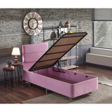 Niron Yatak Pink 90x190 cm Başlıklı Sandıklı Tek Kişilik Baza Seti Pembe