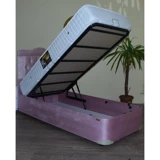 Bengi Ticaret 90x190 cm Başlıklı Yataklı Sandıklı Tek Kişilik Baza Seti Mavi