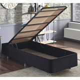 Niron Yatak Ela 90x190 cm Başlıksız Sandıklı Tek Kişilik Baza Seti Siyah