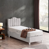 Cesur Trend 120x200 cm Başlıklı Yataklı Sandıklı Tek Kişilik Baza Seti Açık Gri