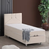 Setay Wick 90x200 cm Başlıklı Yataklı Sandıklı Tek Kişilik Baza Seti Krem