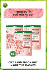 Garnier 2 Milyon Probiyotik Türevi Içeren Onarıcı Nemlendiricili Kağıt Yüz Maskesi 3 Adet