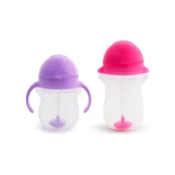 Munchkin Pipetli Akıtmaz Kulplu-Kulpsuz 6+ Ay 207 ml Alıştırma Bardağı Mor-Pembe