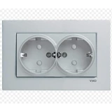 Viko Novella Çerçeveli Topraklı Sıva Altı İkili Priz Gümüş