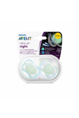 Philips Avent Ultra Air SCF376/11 0-6 Ay Fosforlu Delikli Ortodontik Yenidoğan Damaklı Silikon 2'li Emzik Mavi 3 Adet