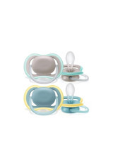 Philips Avent Ultra Air SCF349/01 18 Ay+ Delikli Ortodontik Damaklı Silikon 2'li Emzik Gri Su Yeşili