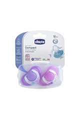 Chicco Physio Compact 12 Ay+ Delikli Ortodontik Damaklı Silikon 2'li Emzik Pembe