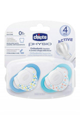 Chicco Physio 4 Ay+ Delikli Ortodontik Yenidoğan Damaklı Silikon 2'li Emzik Mavi
