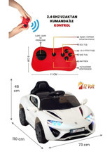 Uj Toys Jagor 12 V Üstü Açık Tek Kişilik Akülü Araba Beyaz