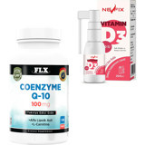 Flx Coenzyme Q10 L-Karnitin 180 Tablet + Nevtix Vitamin D3 Spey 20 ml