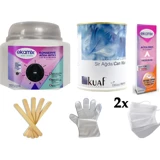 Kuaf Ekamix 1+1 Kazanlı Ağda Makinesi + Sir Ağda + Ağda Bezi + Spatula + Eldiven + 2xMaske