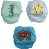 Poope's 12-15 kg 3'lü Sızdırmayan Yıkanabilir Deniz Atı-Deniz Yıldızı-Yengeç Desenli Alıştırma Külodu