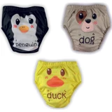 Poope's 15-19 kg 3'lü Yıkanabilir Ördek-Köpek-Penguen Desenli Alıştırma Külodu