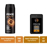 Axe Dark Temptation Pudrasız Ter Önleyici Sprey Erkek Deodorant 150 ml - Cep Parfümü Dark Temptation 17 ml