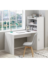 Aden Home Neva Dolaplı Çekmeceli Kitaplıklı MDF Çalışma Masası Beyaz