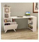 Aden Home Vera Çekmeceli Kitaplıklı MDF Çalışma Masası Beyaz