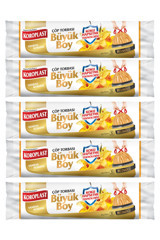 Koroplast Vanilya Kokulu Büzgülü Büyük Boy 65x70 cm Çöp Poşeti 5 Adet Turuncu